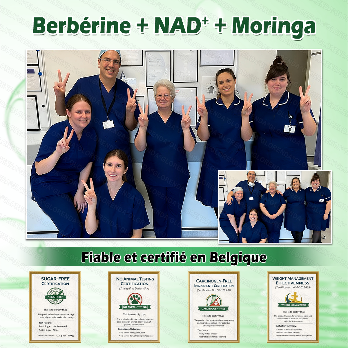 Boutique officielle 🏆🏆 𝐆𝐋𝐎𝐑𝐄𝐍𝐃𝐀® Moringa · Berbérine + NAD+ – Patch Microneedle Nano Avancé 10-en-1 (1×/jour, résultats visibles en 7 jours) | Obésité, relâchement cutané, apnée du sommeil, articulations, etc.